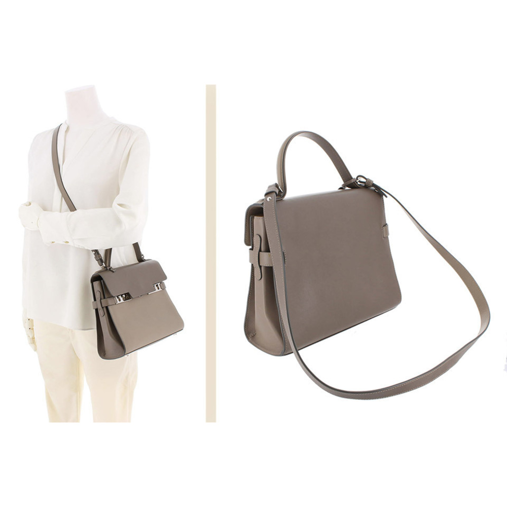 Delvaux Tempete MM Leather Greige Silver Hardware